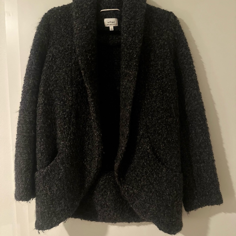 Aritzia Wilfred gray wool mohair alpaca boucle jacket